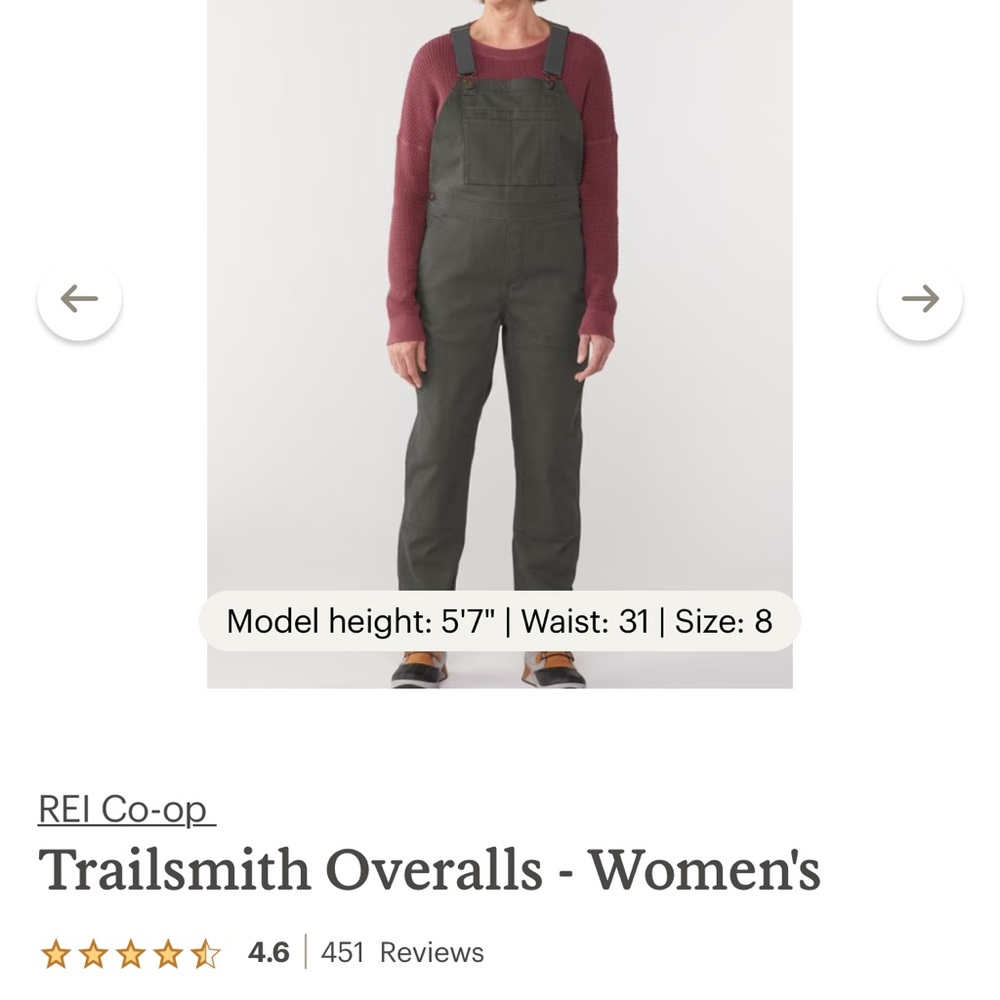REI trailsmith overalls women’s